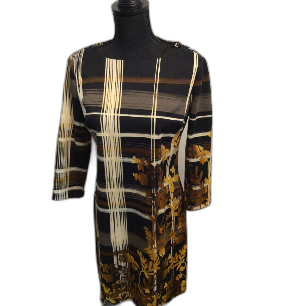 Liz Claiborne Size 6 Fall Floral Dress Elegant Stretch 3/4 Sleeve